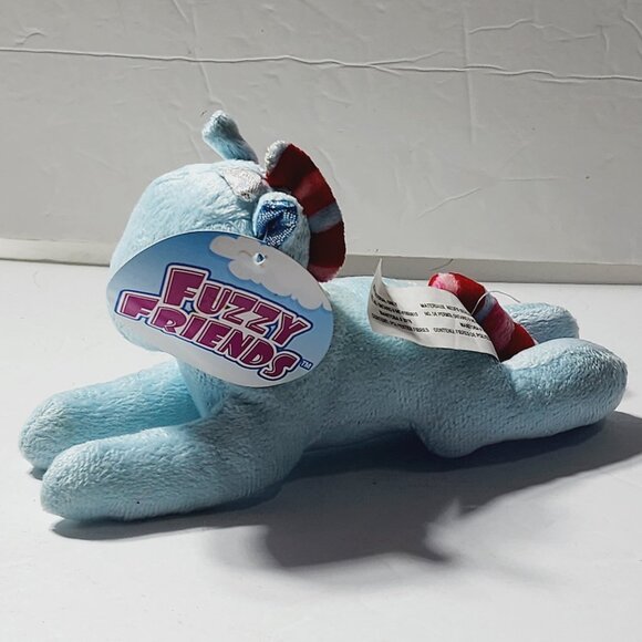 Fuzzy Friends Greenbrier Blue Unicorn Sewn Eyes Laying Down Plush 7" New - Picture 2 of 7